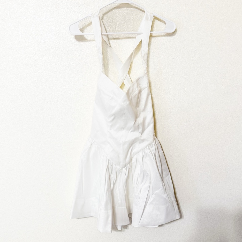 NEW Show Me Your Mumu Abigail Mini Dress in White Taffeta Drop Waist size XS - Picture 6 of 10